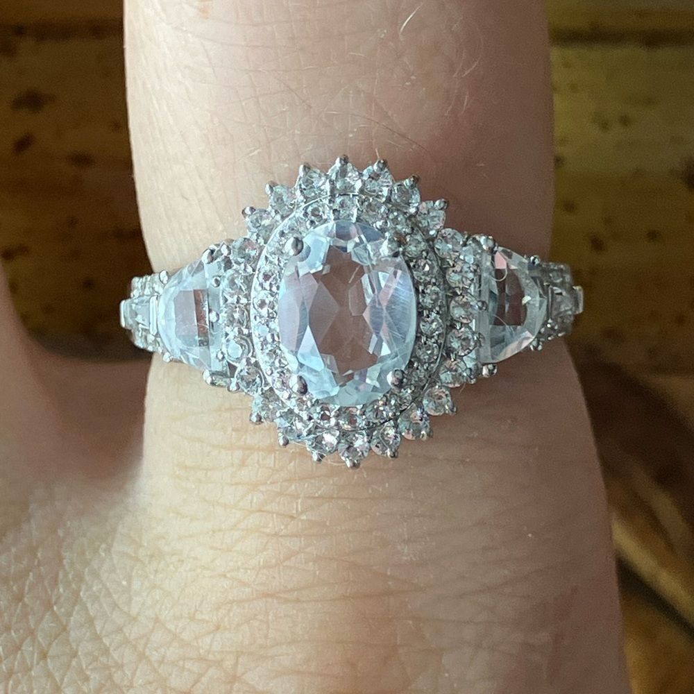 Natural White Topaz Sterling Silver Ring Size 8